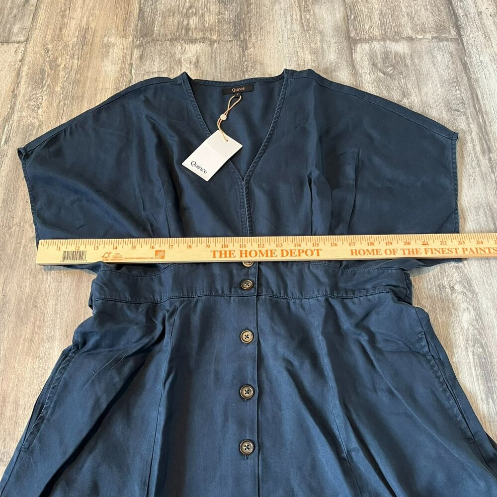 NWT! Quince Vintage Wash Tencel Button Front Dress, Midnight Blue, Size Large - Picture 13 of 13